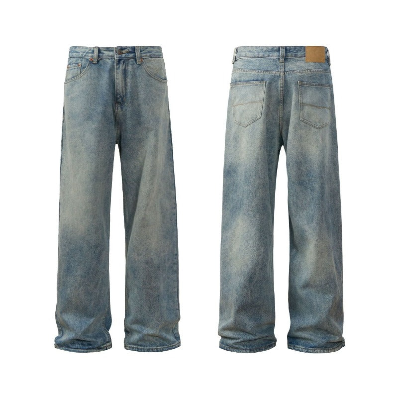 Washed Baggy Straight Leg Clean Fit Jeans