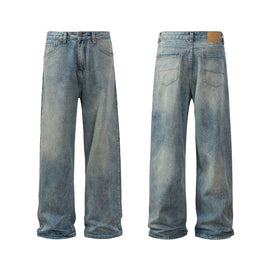 Washed Baggy Straight Leg Clean Fit Jeans