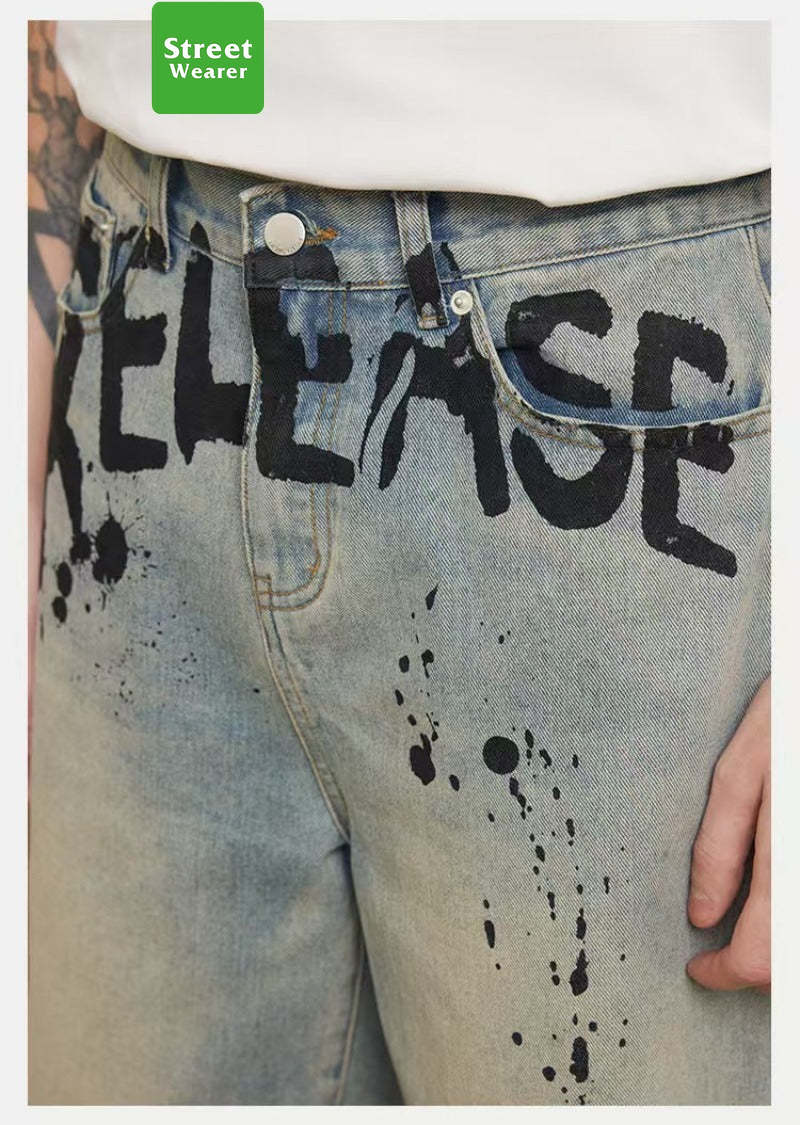 Washed Old Craft and Inked Loose Casual Jeans SW024UNFG509