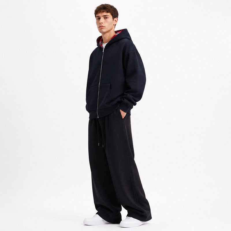 Navy Red Tartan 2-IN-1 Reversible Plaid Hoodie（Limited First Drop Pre-Order）