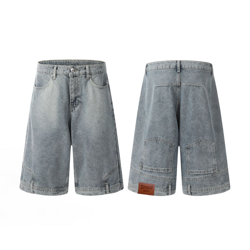 Flip Utility Baggy Denim Shorts – Light Wash 9037