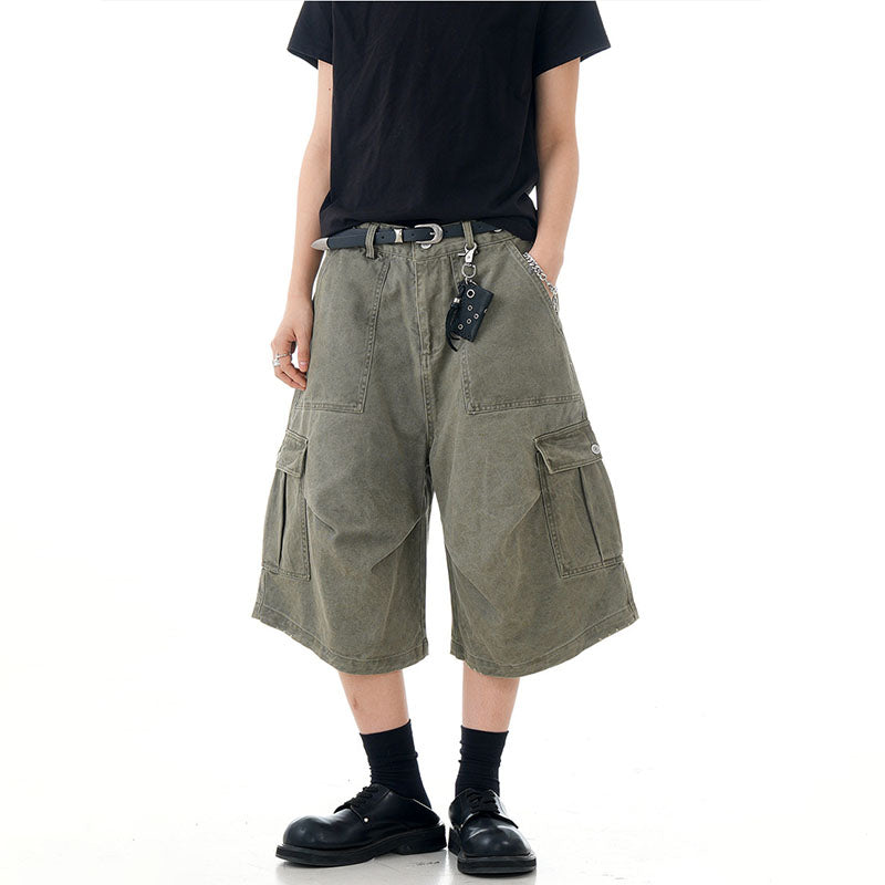 Multi-Pocket  Loose Straight Leg Shorts CK238D