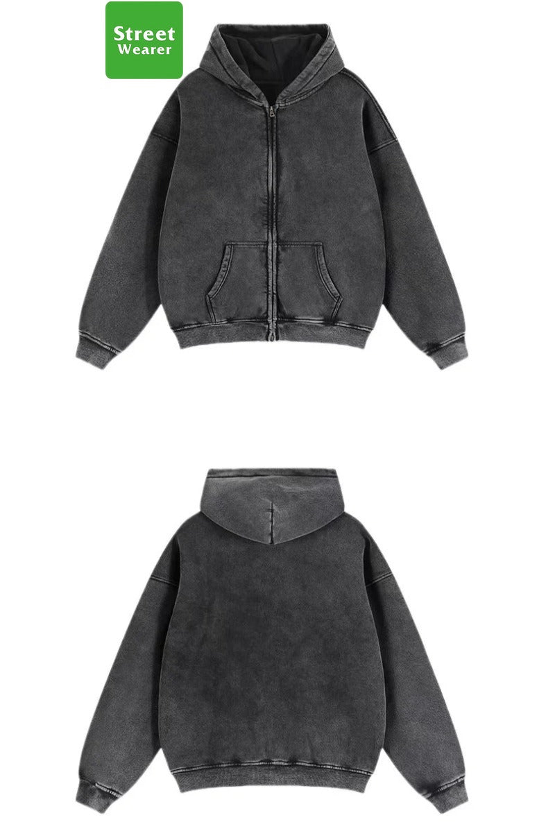 Gradient Spray Horsebit Heavy Wash Vintage Hoodie SW005XJKFLMW-03