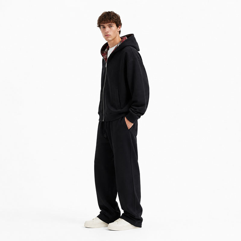 Royal Check Reversible Plaid Hoodies 1295 Black