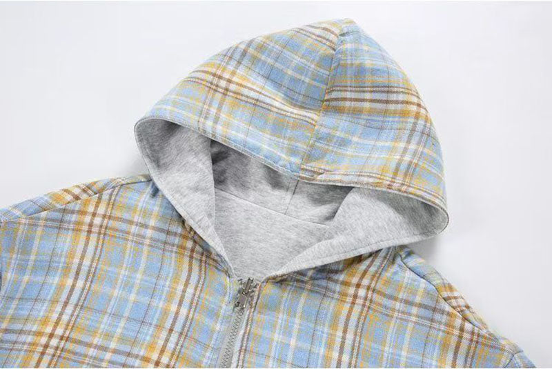 2-IN-1 Sky Plaid Reversible Hoodie
