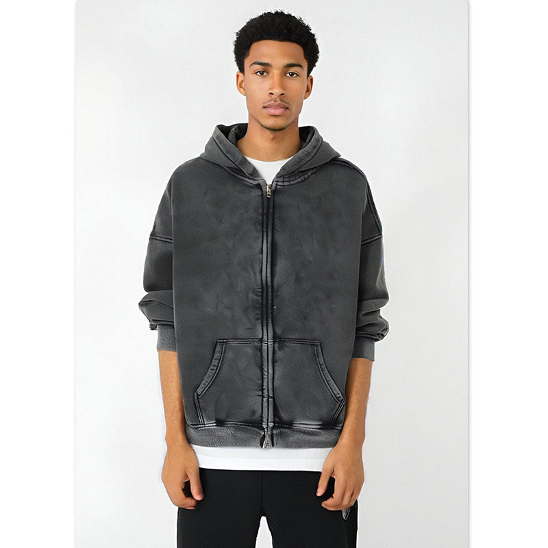 Heavyweight Fleece-lined Washed Vintage Hoodies FLMW-03
