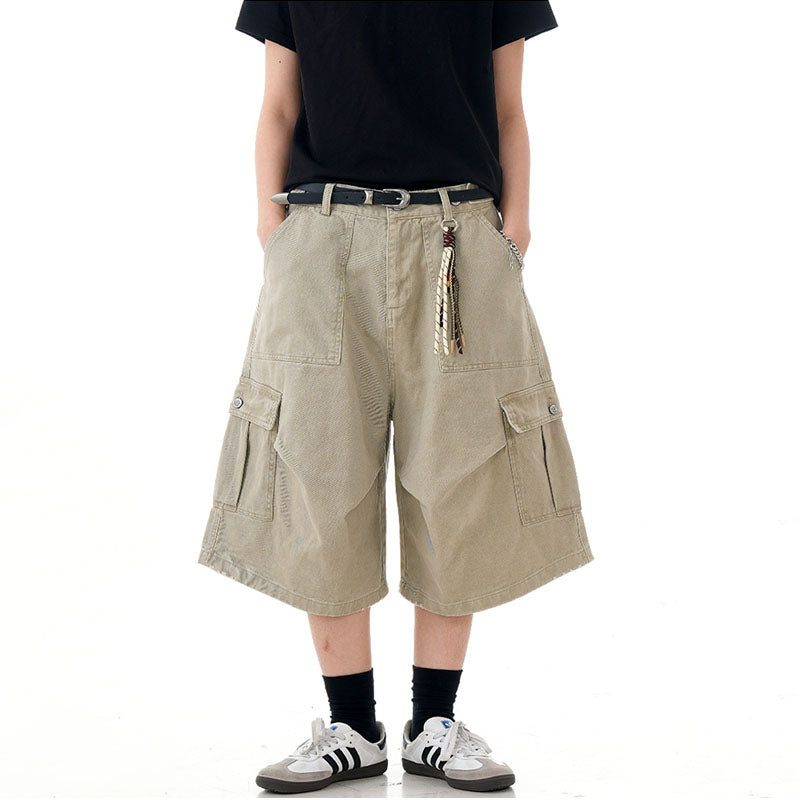 Multi-Pocket  Loose Straight Leg Shorts CK238D