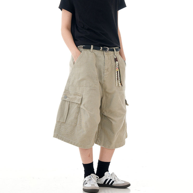 Multi-Pocket  Loose Straight Leg Shorts CK238D