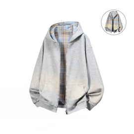2-IN-1 Sky Plaid Reversible Hoodie
