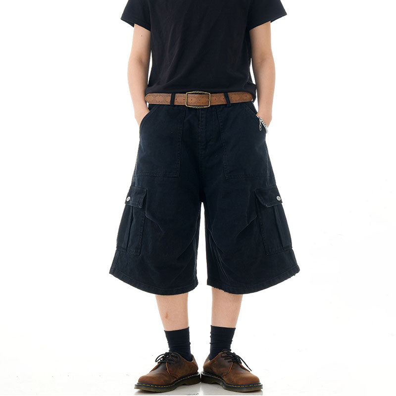 Multi-Pocket  Loose Straight Leg Shorts CK238D