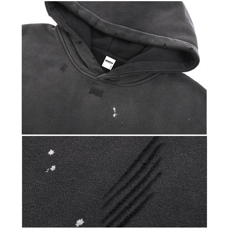 Fleece-lined Monkey Spray Ink Splash Washed Hoodies BK23819