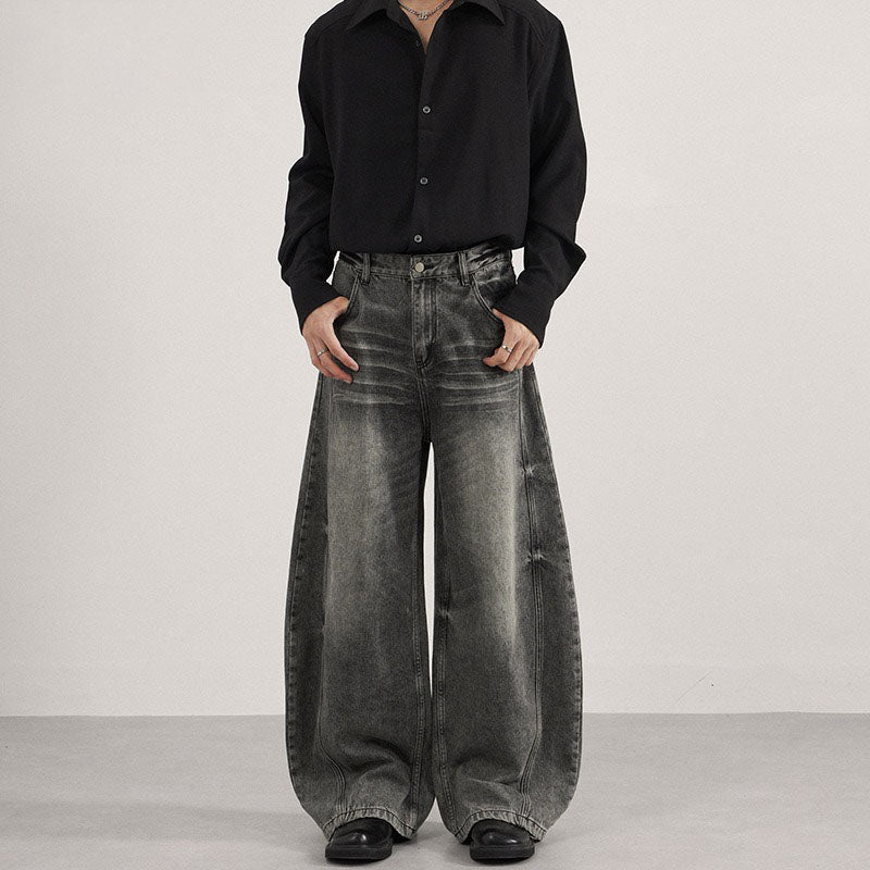 Cat-whisker Washed Scimitar-silhouette Jeans B25