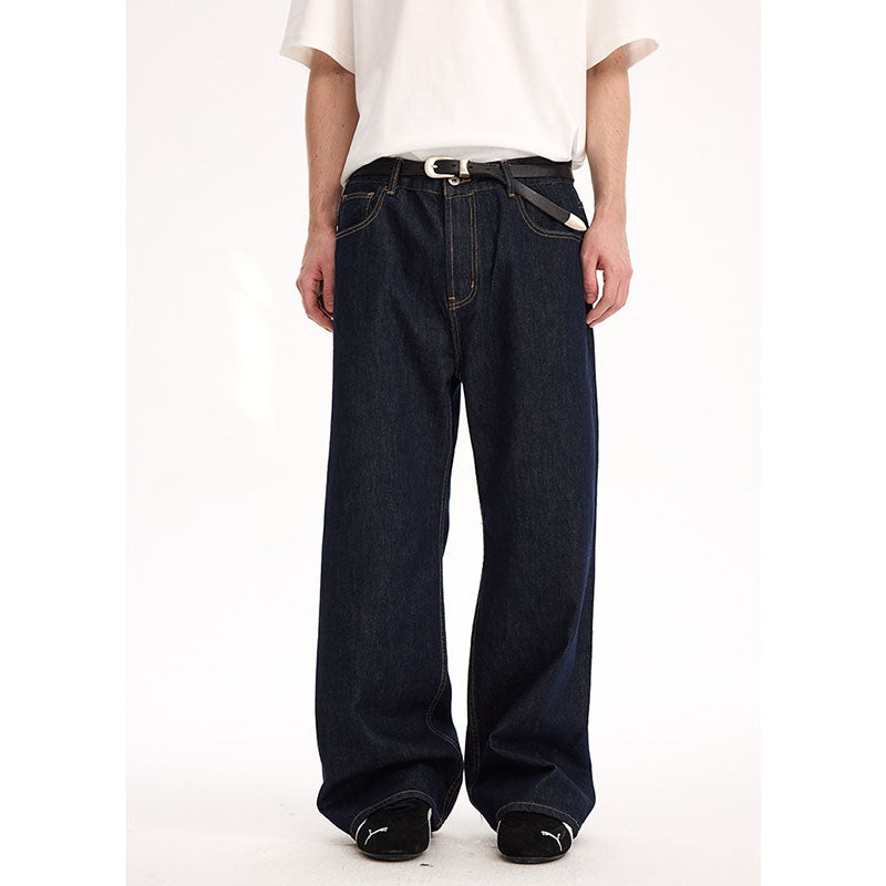 13oz raw denim loose straight jeans KZ9689
