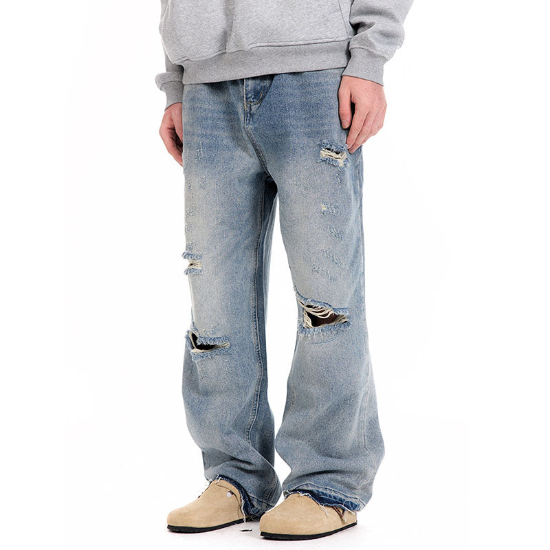 Washed Vintage Casual Straight Ripped Jeans G510