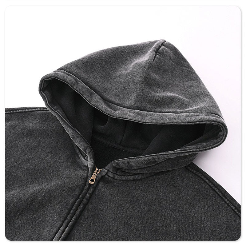 Heavyweight Fleece-lined Washed Vintage Hoodies FLMW-03
