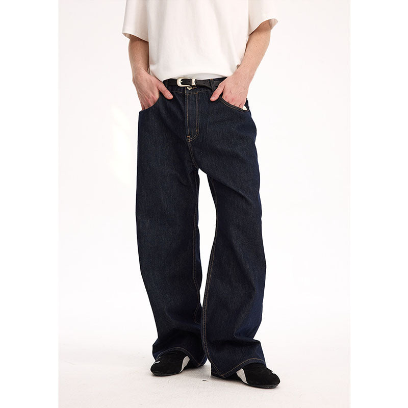 13oz raw denim loose straight jeans KZ9689