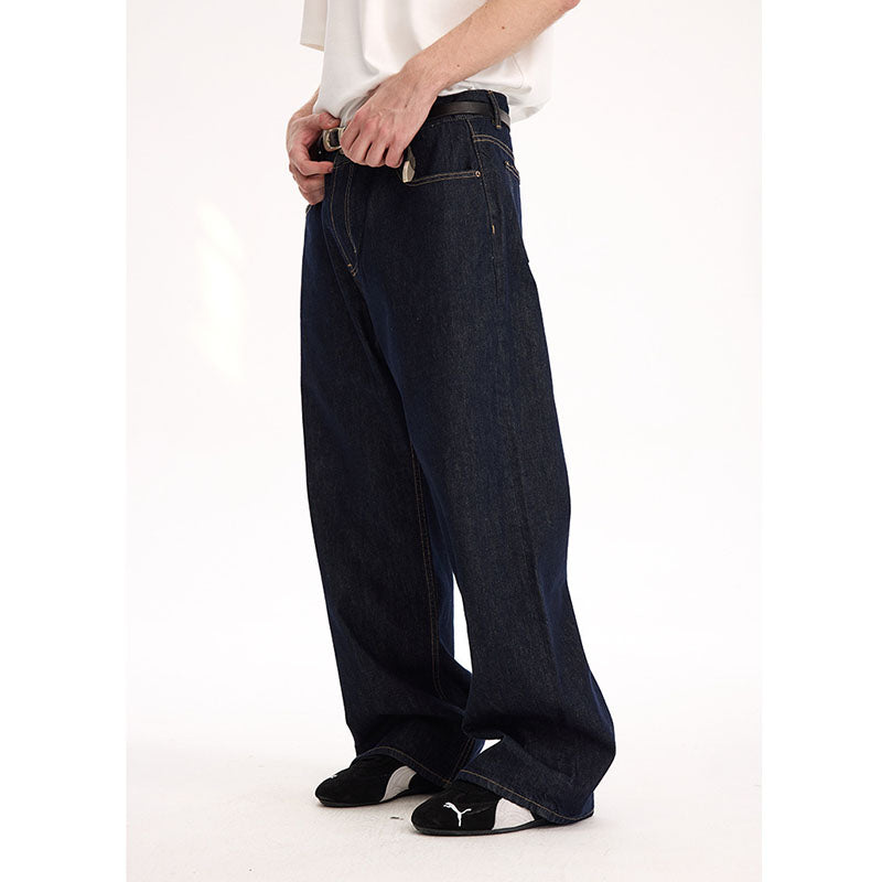 13oz raw denim loose straight jeans KZ9689