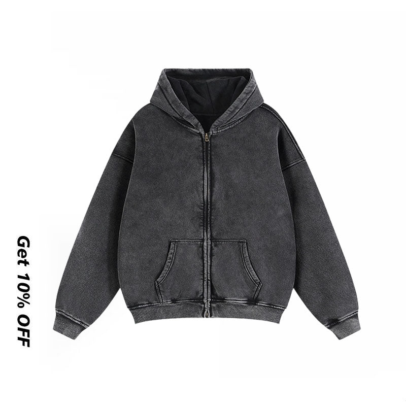 Heavyweight Fleece-lined Washed Vintage Hoodies FLMW-03
