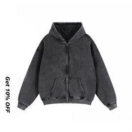 Heavyweight Fleece-lined Washed Vintage Hoodies FLMW-03
