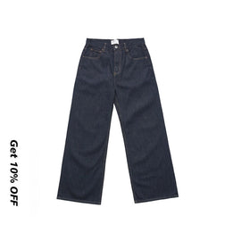 13oz raw denim loose straight jeans KZ9689