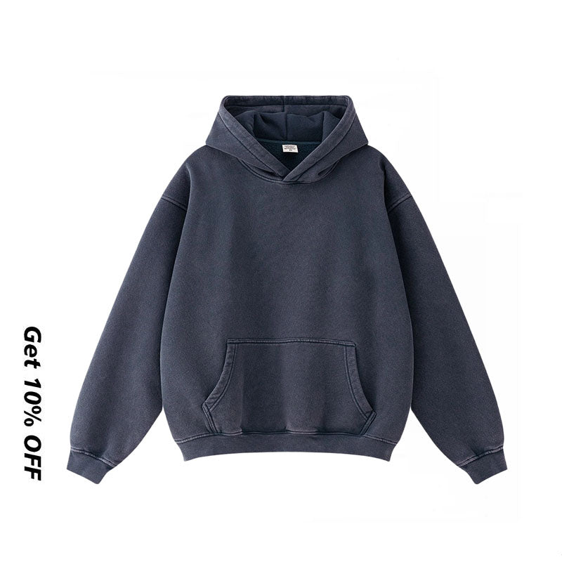 Verwaschenes Basic-Kapuzenpullover-Set WM195BEW2485&amp;K2487