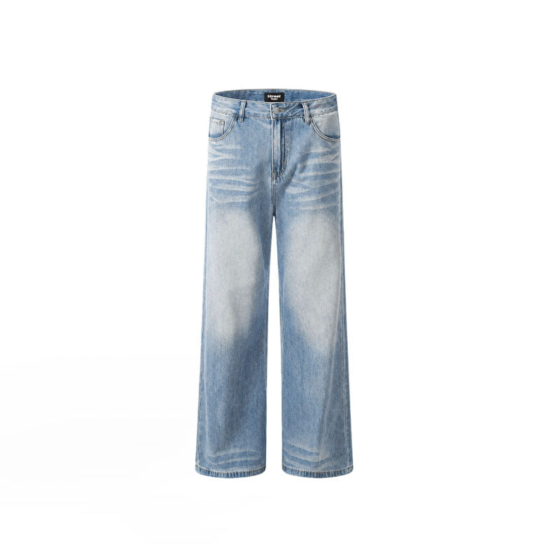 Vintage Washed Gradient Whiskered Jeans K9265