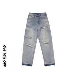Washed Vintage Casual Straight Ripped Jeans G510