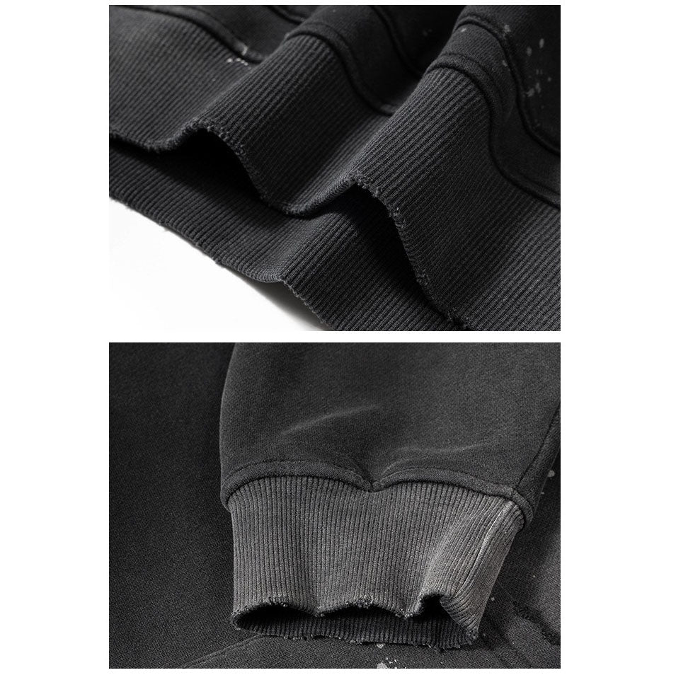 Fleece-lined Monkey Spray Ink Splash Washed Hoodies BK23819