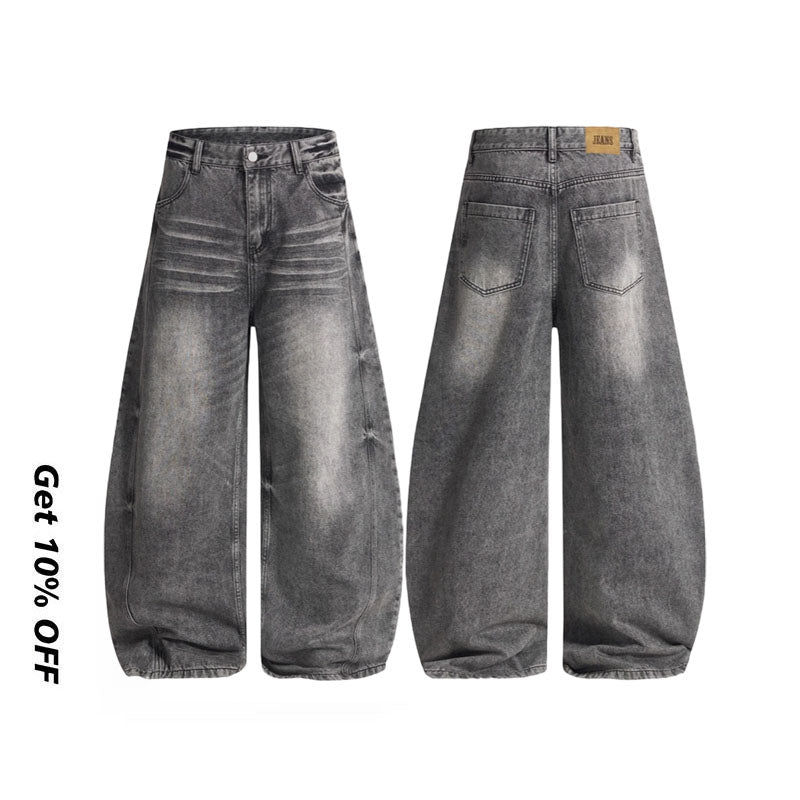 Cat-whisker Washed Scimitar-silhouette Jeans B25