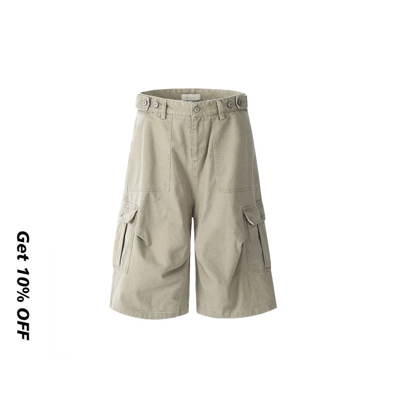 Multi-Pocket  Loose Straight Leg Shorts CK238D