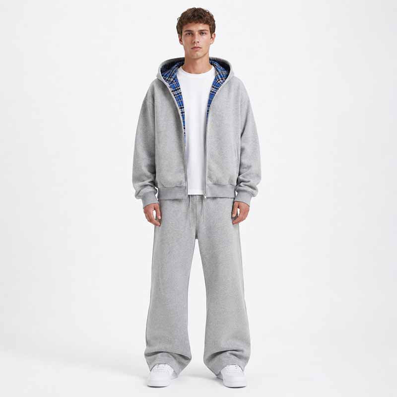 Royal Check Reversible Plaid Hoodies 1295 Grey