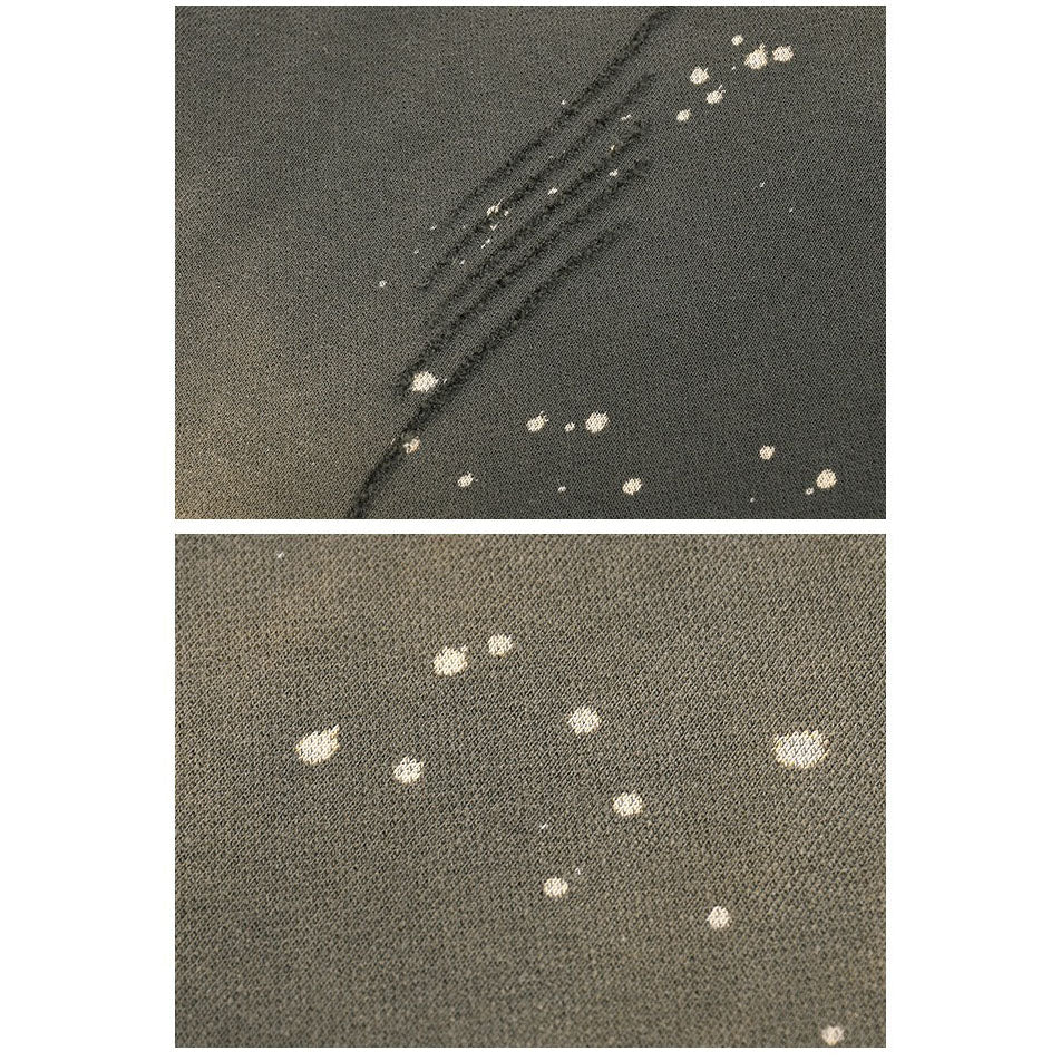 Fleece-lined Monkey Spray Ink Splash Washed Hoodies BK23819