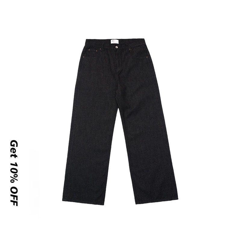 13oz raw denim loose straight jeans KZ9689