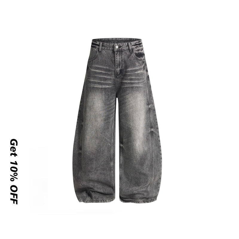 Cat-whisker Washed Scimitar-silhouette Jeans B25