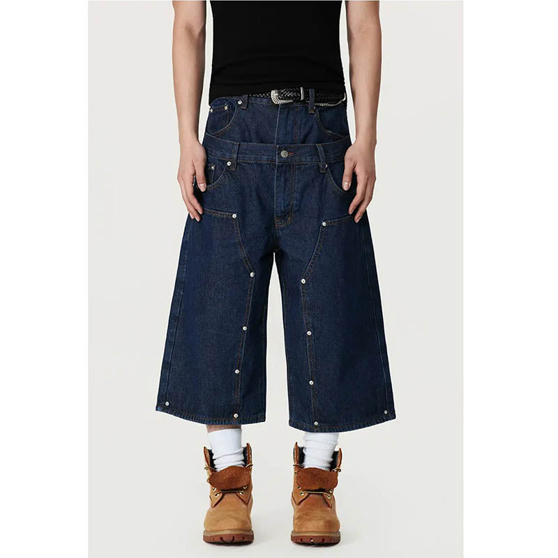 Double Waist Cropped Denim Jeans G6999