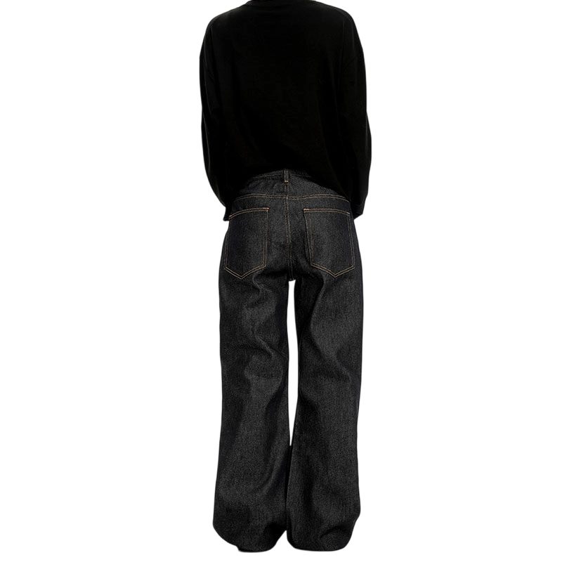 Loose Bootcut Retro Washed Raw Blue Jeans GPC3603