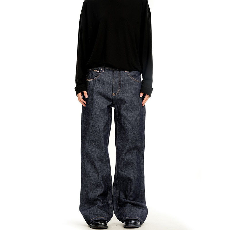 Loose Bootcut Retro Washed Raw Blue Jeans GPC3603