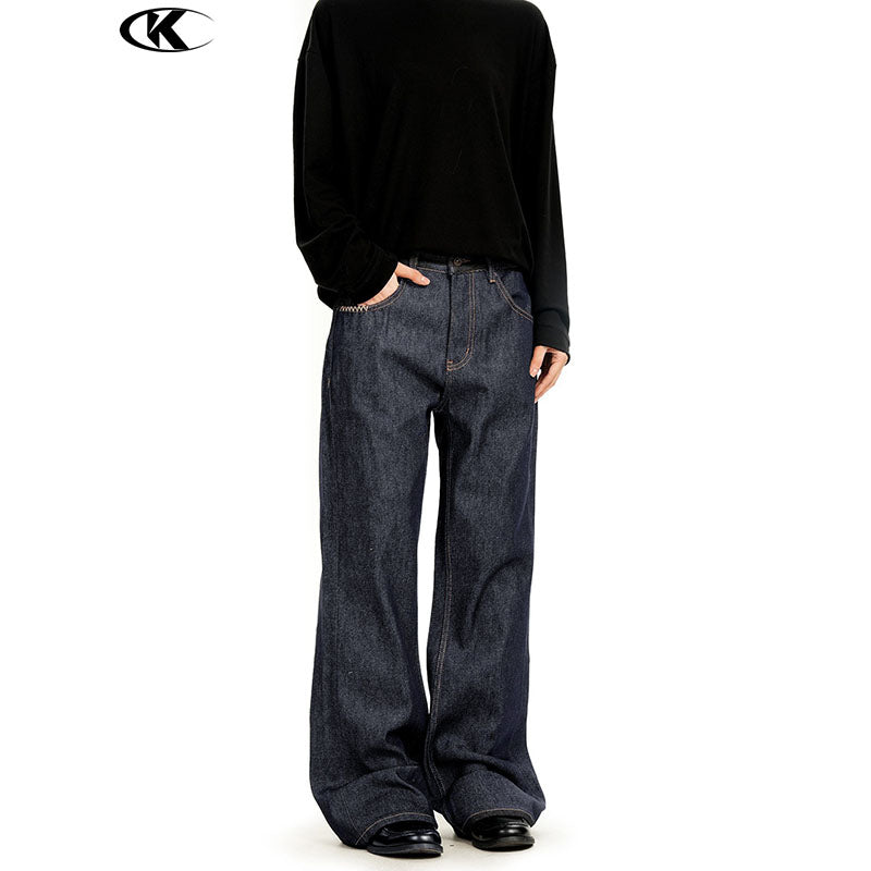 Loose Bootcut Retro Washed Raw Blue Jeans GPC3603
