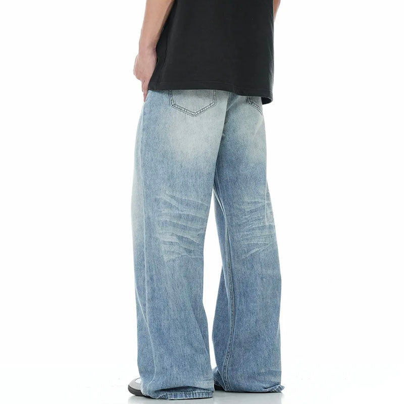 Vintage Washed Gradient Whiskered Jeans K9265