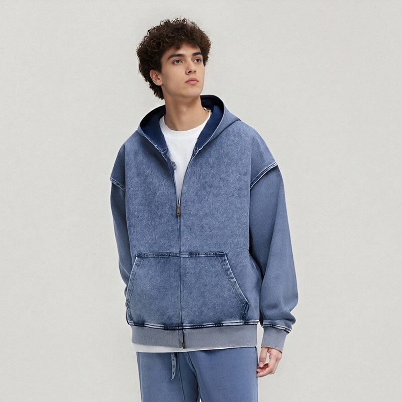Snow Wash Vintage Denim Hoodie KB-02