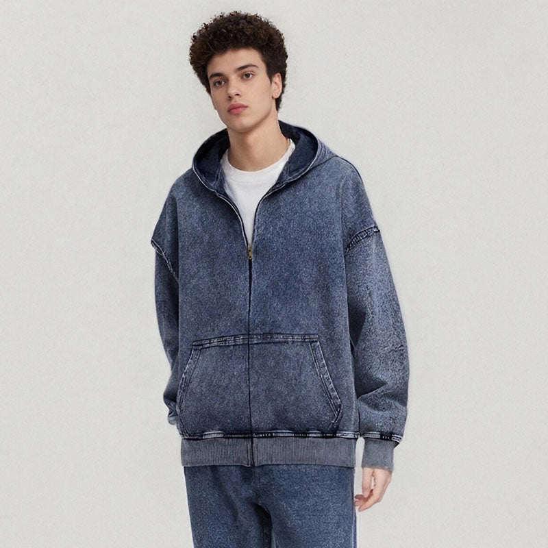 Snow Wash Vintage Denim Hoodie KB-02