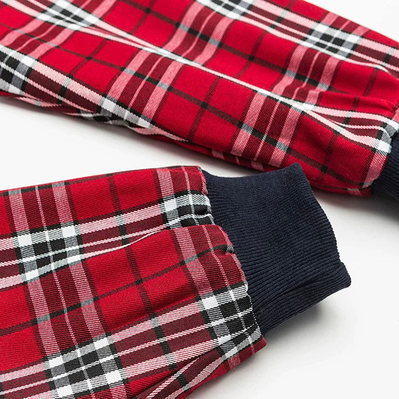 Navy Red Tartan 2-IN-1 Reversible Plaid Hoodie（Limited First Drop Pre-Order）