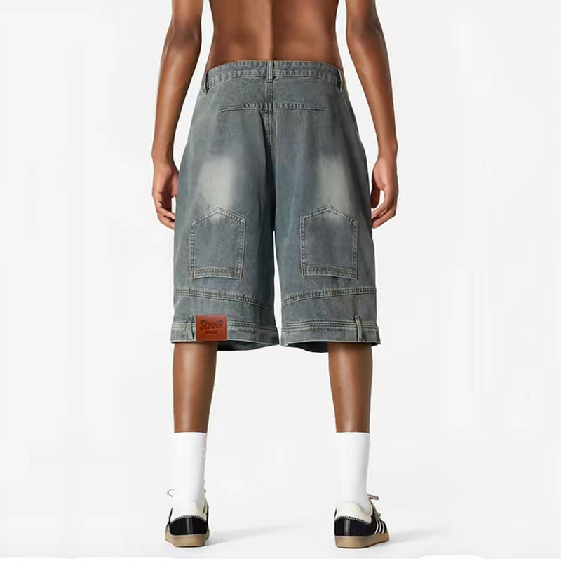 Flip Utility Baggy Denim Shorts – Light Wash 9037