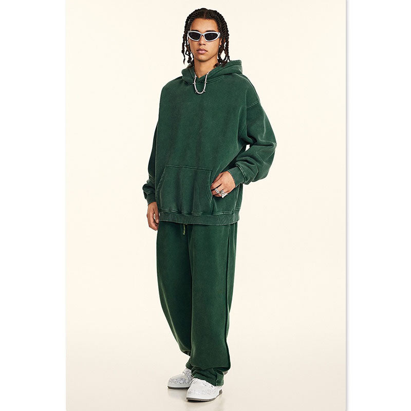 Loose Fitting Washed Vintage Hoodie Set W2485K2487