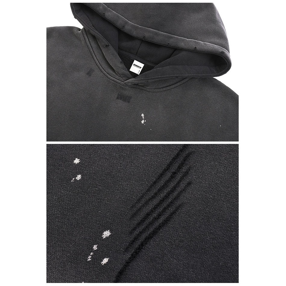 Fleece-lined Monkey Spray Ink Splash Washed Hoodies BK23819