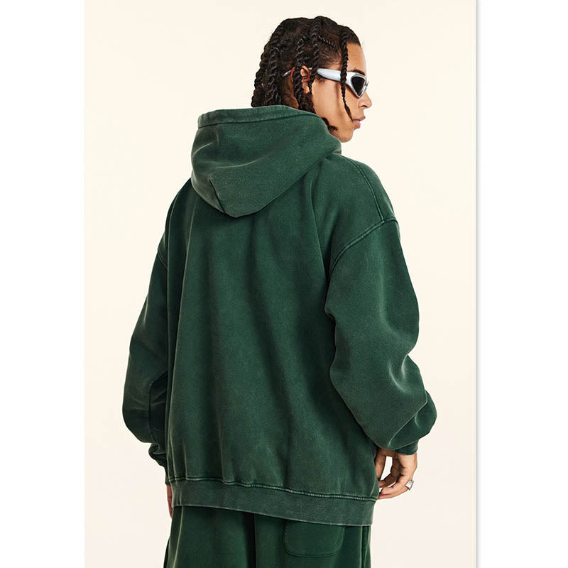 Loose Fitting Washed Vintage Hoodie Set W2485K2487