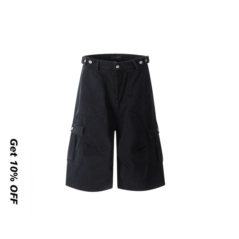 Multi-Pocket  Loose Straight Leg Shorts CK238D