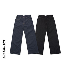 13oz raw denim loose straight jeans KZ9689