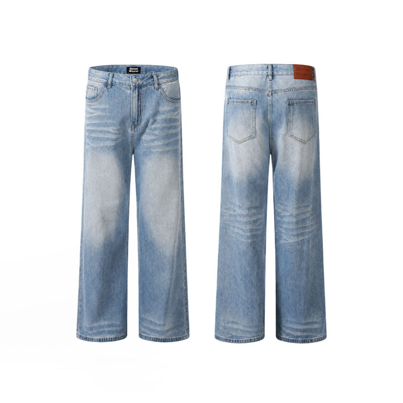 Vintage Washed Gradient Whiskered Jeans K9265