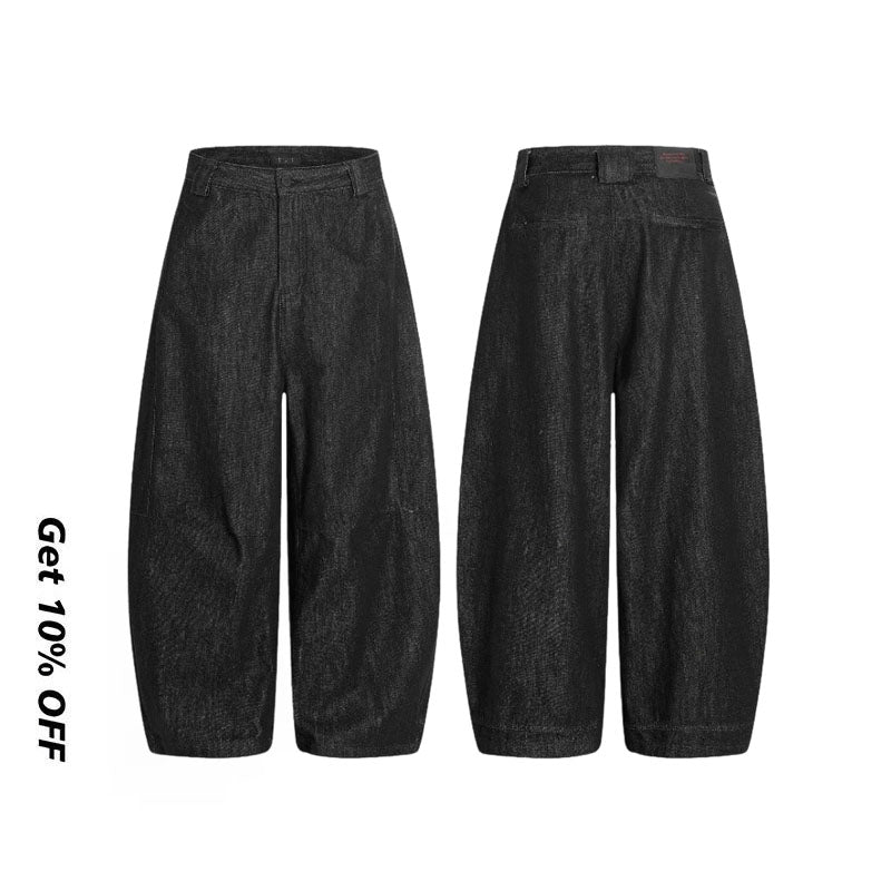 Vintage Black Scimitar-silhouette Wide-leg Jeans CK9622